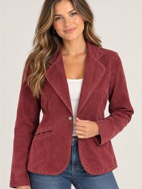Long Elegant Legs Wine Suede Blazer
